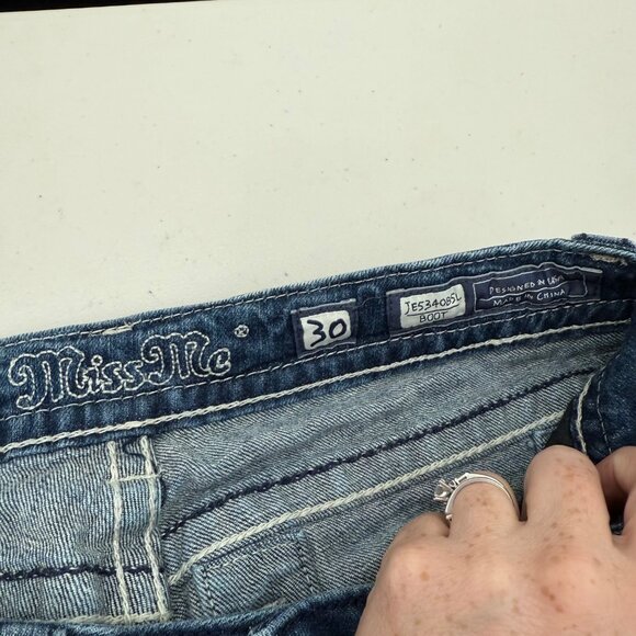 Miss Me Bootcut Distressed Stretch Denim Blue Jeans JE534085L Womens size 30 - Picture 2 of 12
